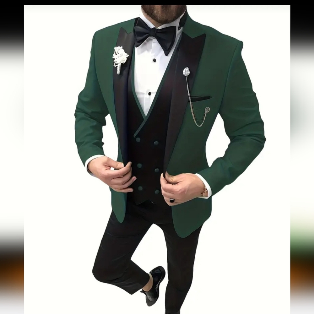 NEW MENS CLASSY TUXEDO FORMAL 3 PIECE BLAZER SUIT SIZE MEDIUM